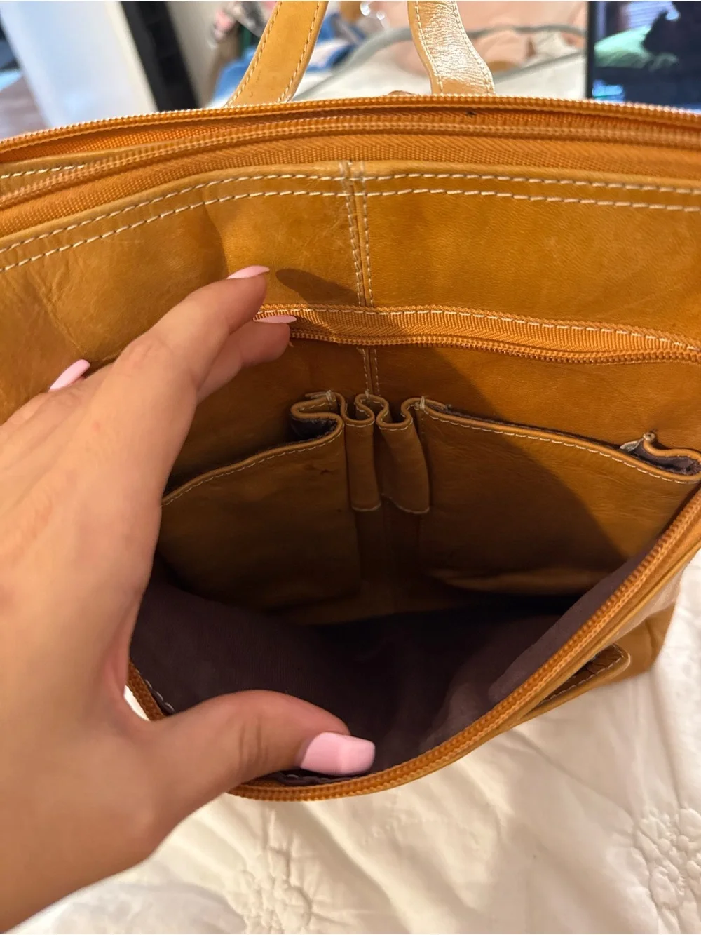 Women's Tan Real Leather Backpack Crossbody - Classic Everyday Carry